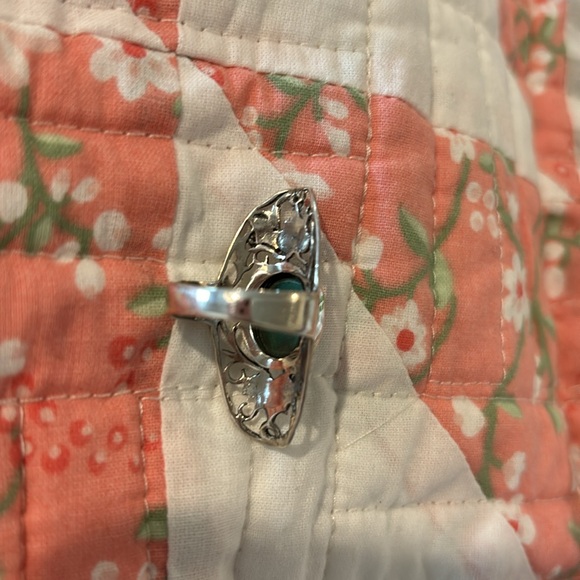 Natural Malachite Gem Stone Boho 925 Silver Ring 7 💍 Cottage Core Vintage Style - Picture 9 of 9